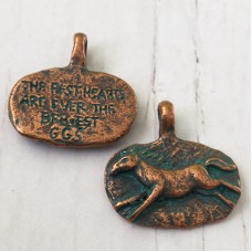 Green Girl Studios - 20mm Brave Horse Pendant - Copper Verdigris - Each