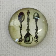 25mm Art Glass Backed Cabochons - Vintage Spoons
