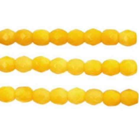 4mm Czech Firepolish Beads - Milky Sunshine - Pack of 50