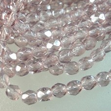 4mm Czech Firepolish Beads - Luster Light Amethyst - Pack of 50
