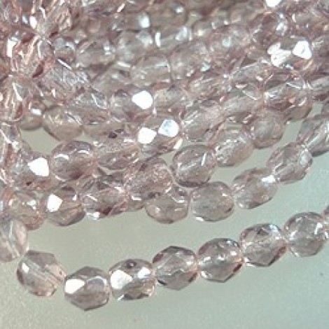 4mm Czech Firepolish Beads - Luster Light Amethyst - Pack of 50