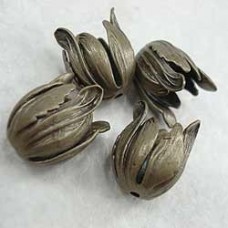 20x17mm Vintage Brass Bronzed Tulip Beadcaps - Each