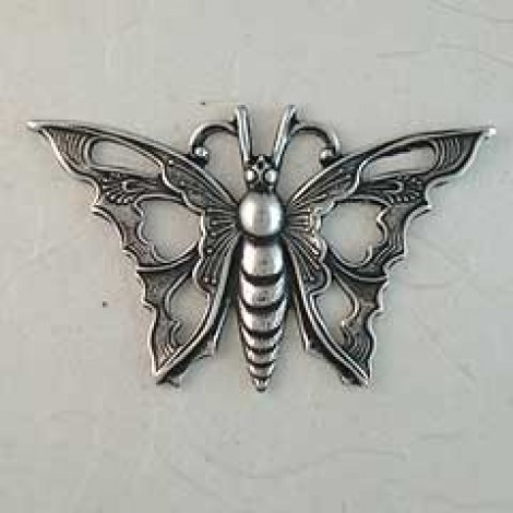 35x22mm Sterling Silver Plated Vintage Butterfly - Each 35x22mm Sterling Silver Plated Vintage Butterfly - Each