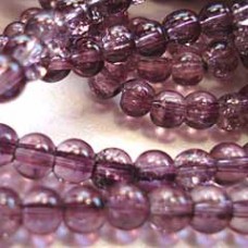 4mm Violet Glass Crackle Beads - Strand