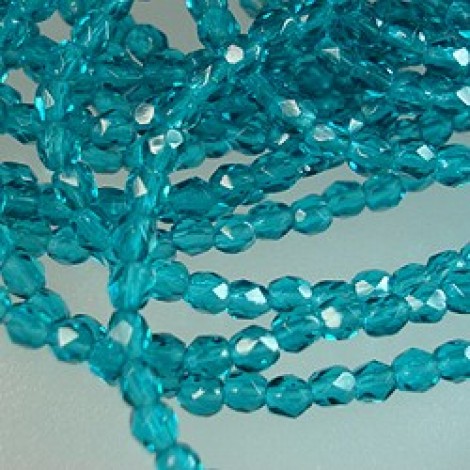 3mm Czech Firepolish Beads - Viridian - Pack of 50