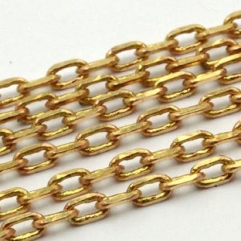 3.6x2.1mm Raw Brass Soldered Faceted Chain