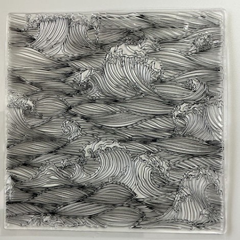 130x130mm Flexible Silicone Polymer Clay Texture Sheet - Waves