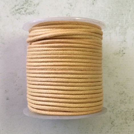 2mm Lightly Waxed Natural Cotton Cord - 25 metre
