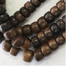 9x6mm Brown Mabolo Tree Rondelle Wooden Beads - strand