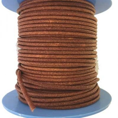 2mm Euro Leather Round Cord - Whiskey