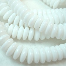 6mm Czech Rondelles - Opaque White - Pack of 20