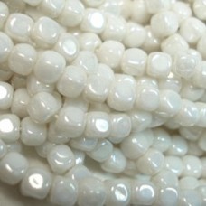 4mm Czech Cubes - Luster Opaque White