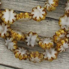 9x3mm Cz Table Cut Cactus Flower Beads - White Picasso