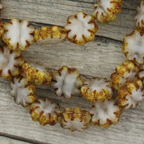 9x3mm Cz Table Cut Cactus Flower Beads - White Picasso