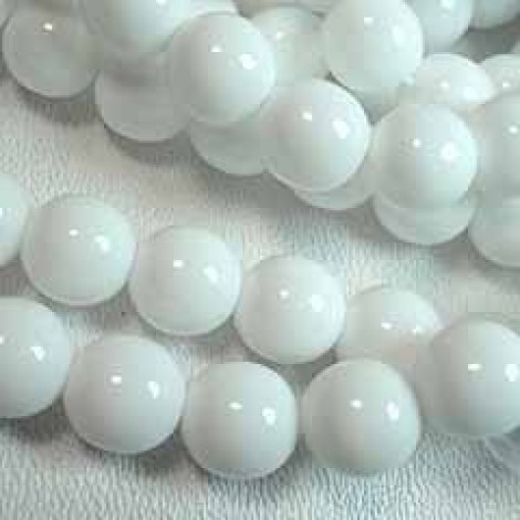 8mm Czech Round Glass Beads - Chalk White
