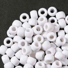 8x5-6mm Large 4mm Hole Resin Barrel Beads - White - Pack of 100
