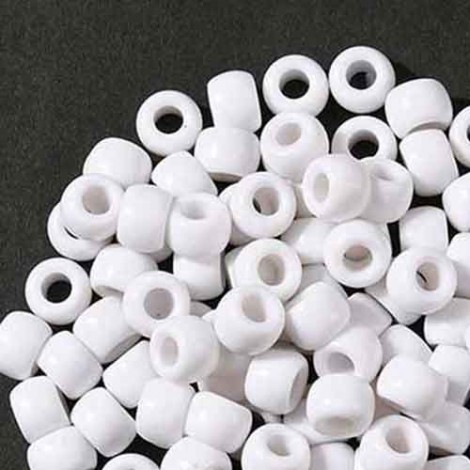 8x5-6mm Large 4mm Hole Resin Barrel Beads - White - Pack of 100