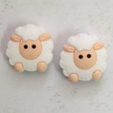 25mm Baby-Safe Teething Beads or Knitting Needle Protector Tips - White Sheep - Per pair
