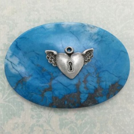 Angel Findings - Winged Heart Charm - 16x24mm - Each Angel Findings - Winged Heart Charm - 16x24mm - Each