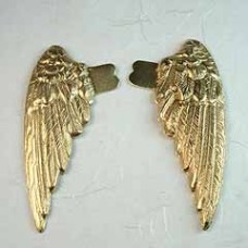 45x15mm Angel wing Pressed Brass Charms with Tags - Per Pair