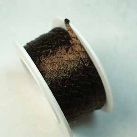 2.5mm Wire Lace Mesh Tubular Ribbon - Chocolate
