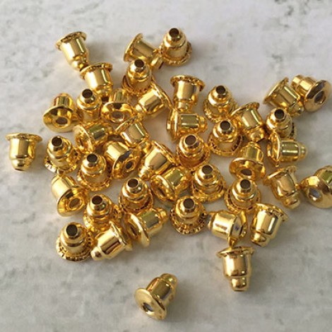 5x3.5mm Gold Plated Bullet Style Rubber Earnuts