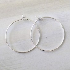 25mm Bright Silver Plated Nickel Free Earring or Wine Glass Hoops