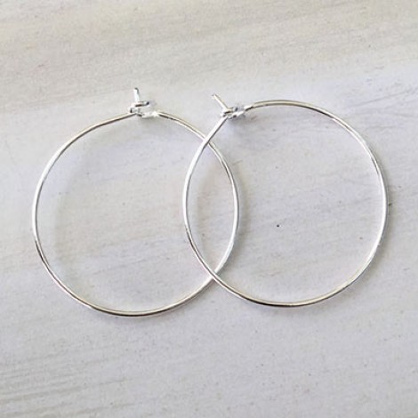 25mm Bright Silver Plated Nickel Free Earring or Wine Glass Hoops