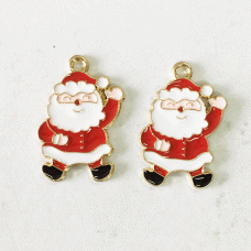 23mm Gold Plated Enamelled Christmas Charms - Jolly Santa 