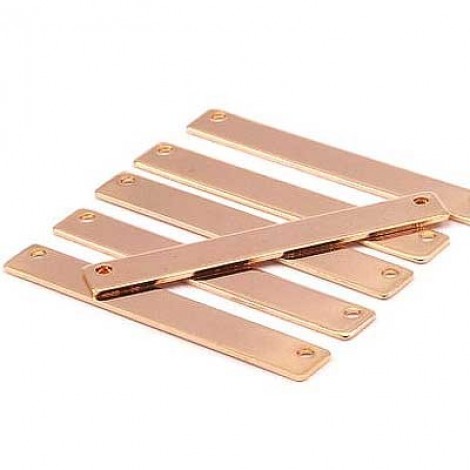 44x6mm 20ga Rose Gold Pl Bar Stamping Blank w-2 holes - Per Pair