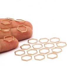 12mm Rose Gold Plated Hexagon Geometric Link Rings
