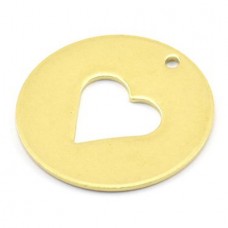 28mm 20ga Raw Brass Heart Tag Pendants with Hole