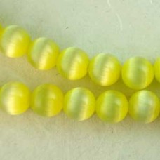 6mm Yellow Round Cats Eye Optic Fibre Beads