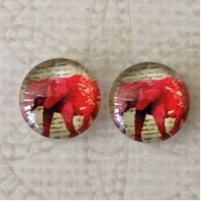 10mm Art Glass Backed Cabochons - World Designs 12 - Per Pair