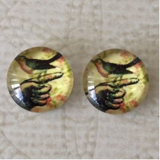 10mm Art Glass Backed Cabochons - World Designs 8 - Per Pair