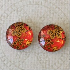 10mm Art Glass Cabochons - Flower Mix 4 - Per Pair