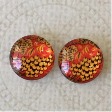 10mm Art Glass Cabochons - Flower Mix 5 - Per Pair