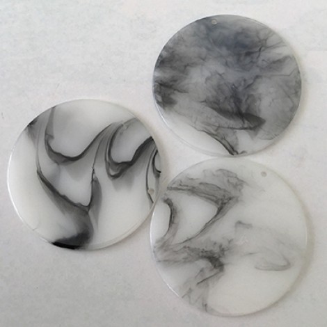 45x2.5mm High Quality Marble Look Acetic Acid Resin Circle Earring Drop/Pendants