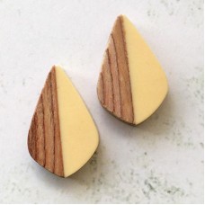 30x20mm Dark Cream Resin & Wood Earring Drops - per pair