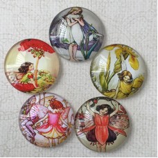 25mm Art Glass Backed Cabochons - Fairy Mix 1 - Pk of 5