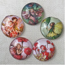 25mm Art Glass Backed Cabochons - Fairy Mix 3 - Pk of 5