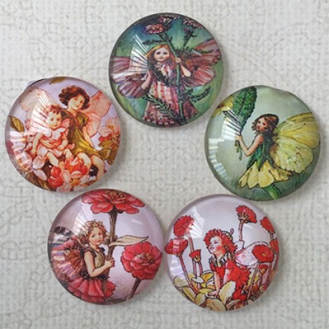 25mm Art Glass Backed Cabochons - Fairy Mix 3 - Pk of 5