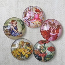 25mm Art Glass Backed Cabochons - Fairy Mix 4 - Pk of 5