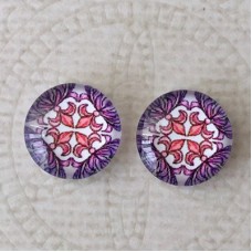 12mm Art Glass Backed Cabochons -  Paisley Designs 2