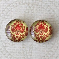 12mm Art Glass Backed Cabochons -  Paisley Designs 3