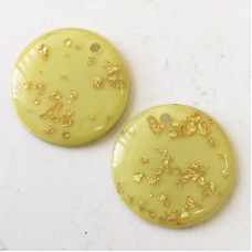 25x3mm Resin Earring Drop or Pendant with 2mm Hole - Yellow/Gold Foil