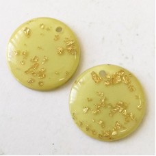 25x3mm Resin Earring Drop or Pendant with 2mm Hole - Yellow/Gold Foil - Pack of 2