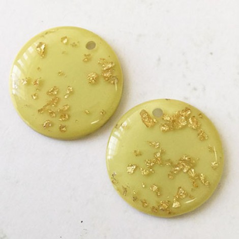 25x3mm Resin Earring Drop or Pendant with 2mm Hole - Yellow/Gold Foil