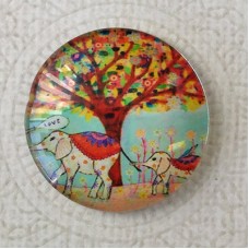 30mm Art Glass Backed Cabochons - Tree of Life 13 - each