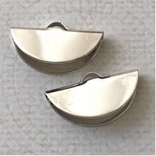 20x10mm Half Moon Ribbon End or Tassel Earring Crimp - Imitation Rhodium Plated Silver